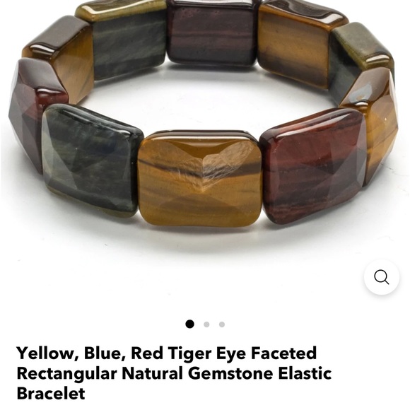 - Kalifano Multi color Heavy Faceted Tiger eye gemstone bangle stretchy br… - Picture 12 of 12